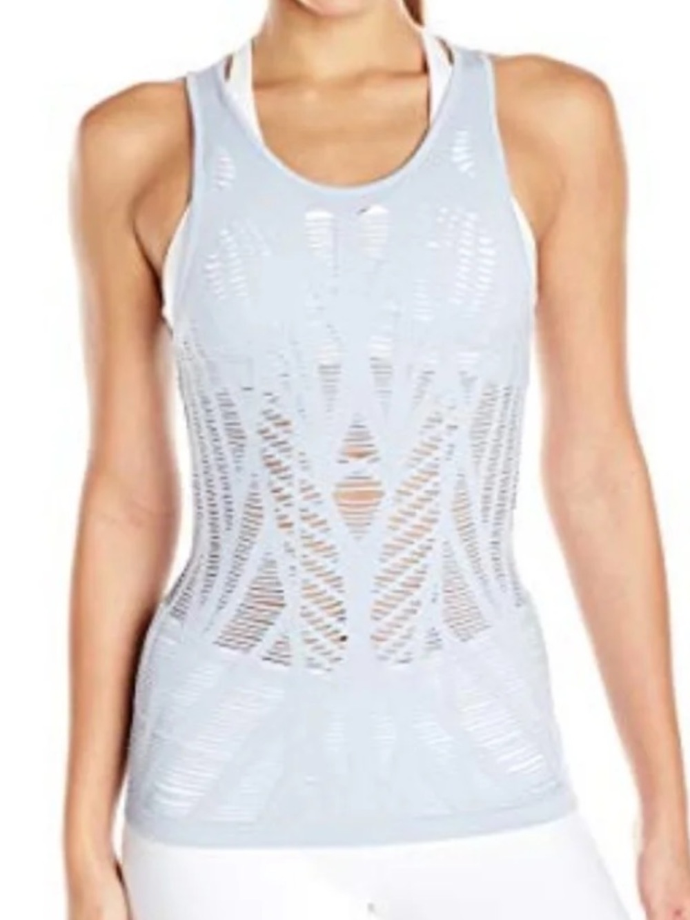 Alo Yoga Vixen Fitted Muscle White Cut Out Tank Top Large
